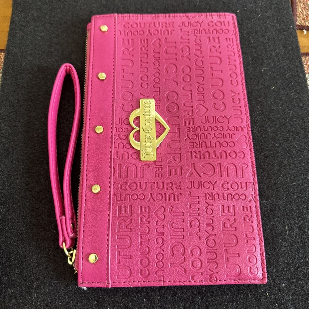 Juice Couture Rasberry Tart Wristlet Hot Pink Imprinted Logo NWOT!